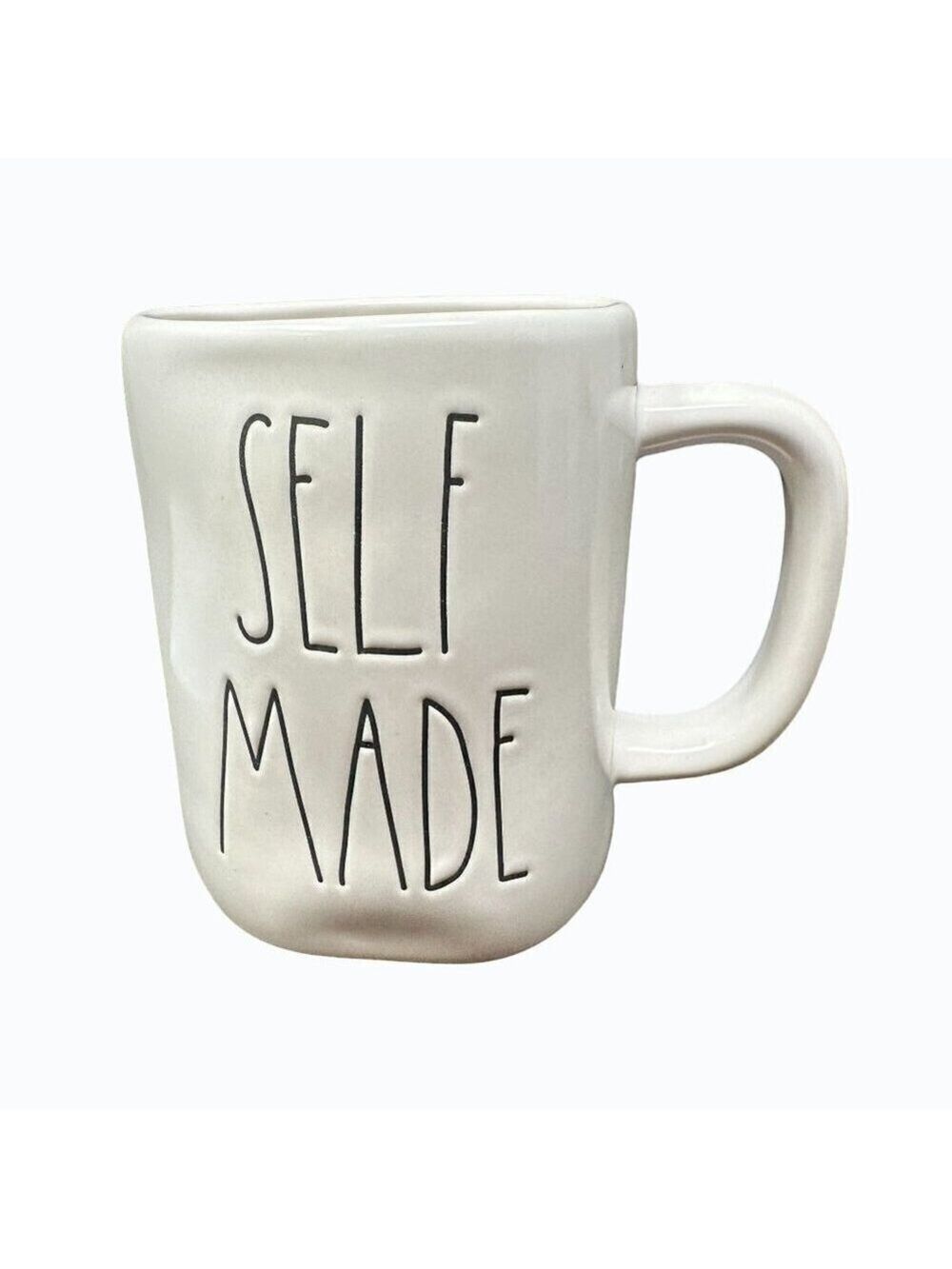 Rae Dunn SELF MADE Mug Ceramic Large Coffee Cup Magenta LL Farmhouse Gift White
